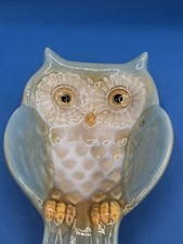 Ceramic Owl Spoon Rest In A Pale Blue  And Light Brown