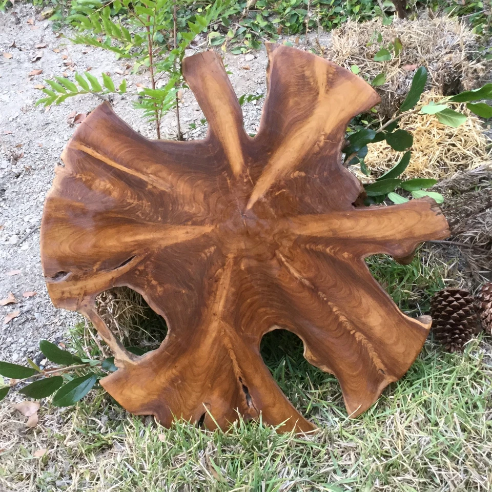 Natural Teak Wood Slab Table Top Live Edge DIY for Coffee Side End Tab Rustic - Image 4 of 4