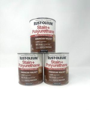 Rust-Oleum Stain + Polyurethane American Walnut Semi-Gloss 1 Qt   3 Pack (330056