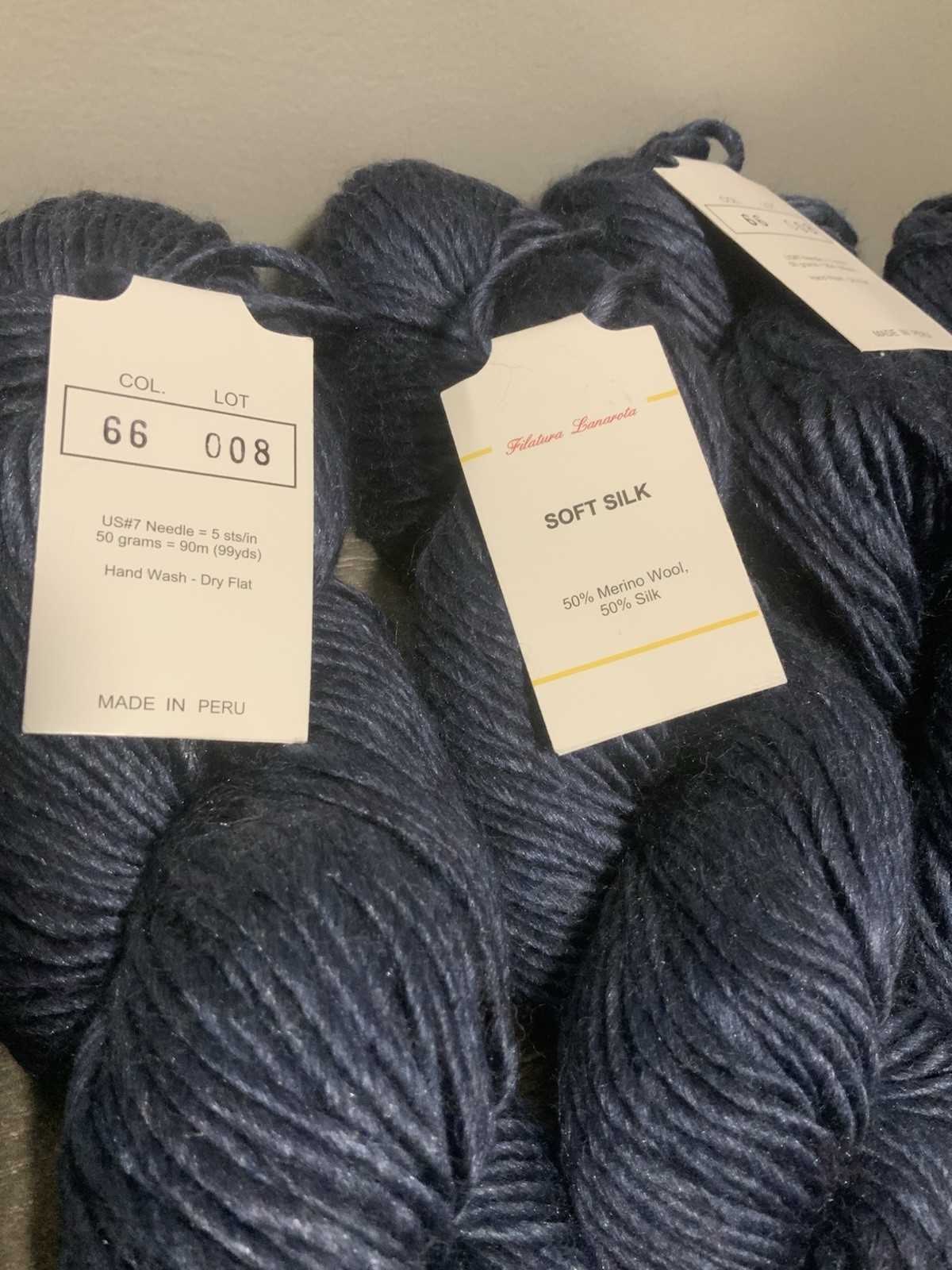 6 Hanks Filatura Lanarota Soft Silk  Merino Wool yarn #66 Blue