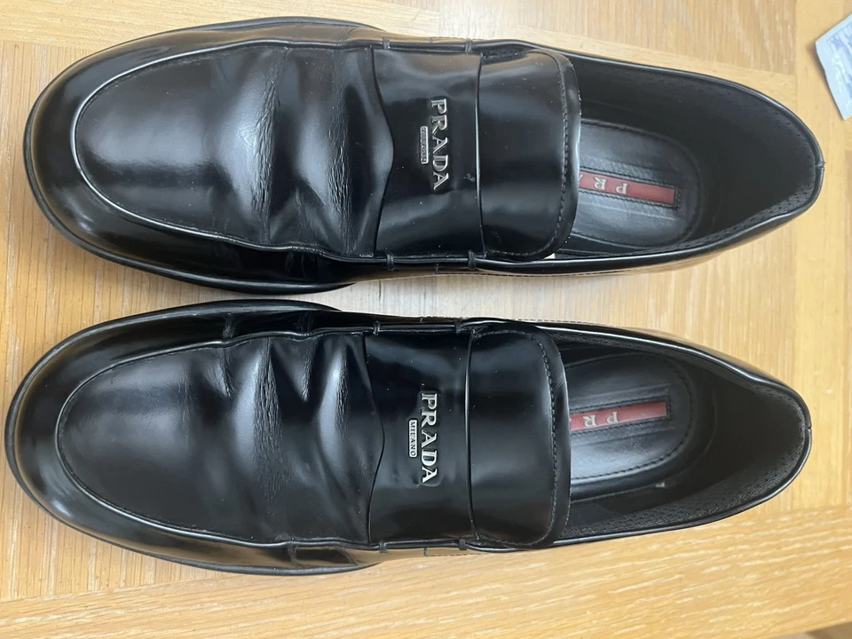 PRADA Men's Shoes Size 6 1/2 Black Leather - Image 4 of 4