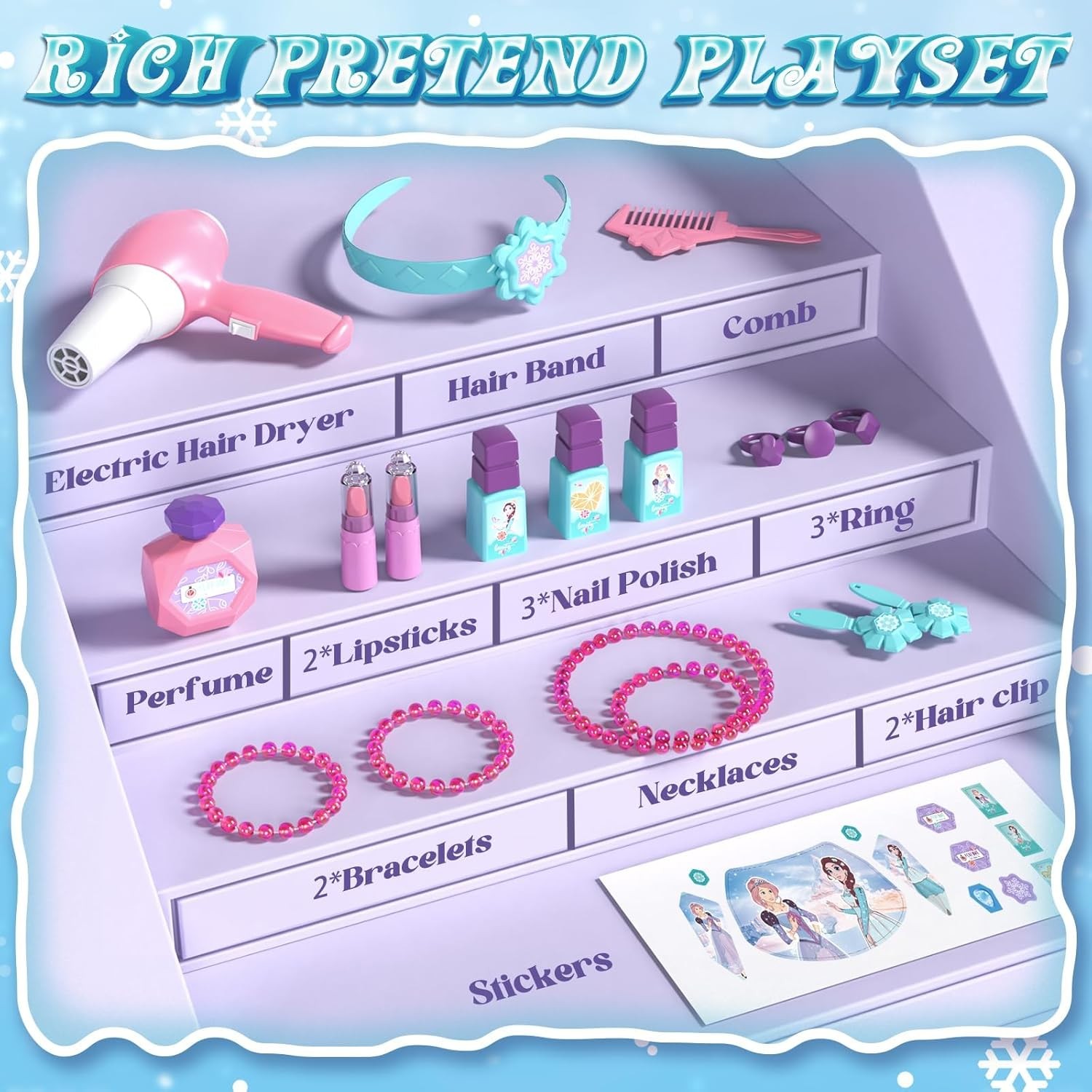 Lehoo Castle Kids Vanity Table and Chair Set, Girls Makeup with Mirror... 