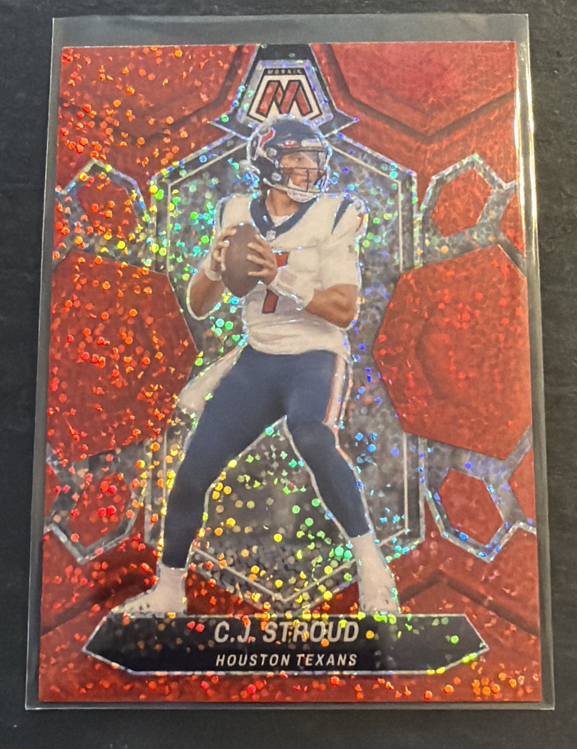 C.J. STROUD 🔥🏈🔥2024 Mosaic Red Sparkle Prizm # 85
