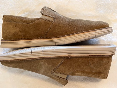 Clarks Forge Free Men’s Suede Slip On Shoes New Dark Sand Size 9 M