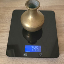 Messing Vase, bauchig, ca. 12cm H&ouml;he, Gewicht 745g, Einheit 10g