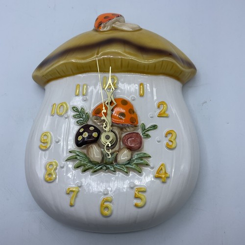 Japan Made Gold Hands Mushroom Hanging Wall Clock 70s Japan - For Parts Only