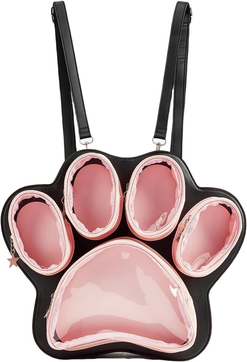 5845 Cute Cat Paw Design Ita Bag Backpack Pin Doll Display Gift for Cat Amazon.com: Cute cat paw shaped Ita Bag Pin Display Backpack  main image 4