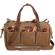 Heavy Duty 18-Inch Tool Bag with 12 Pockets, Large Zippered Tool Organizer, P...