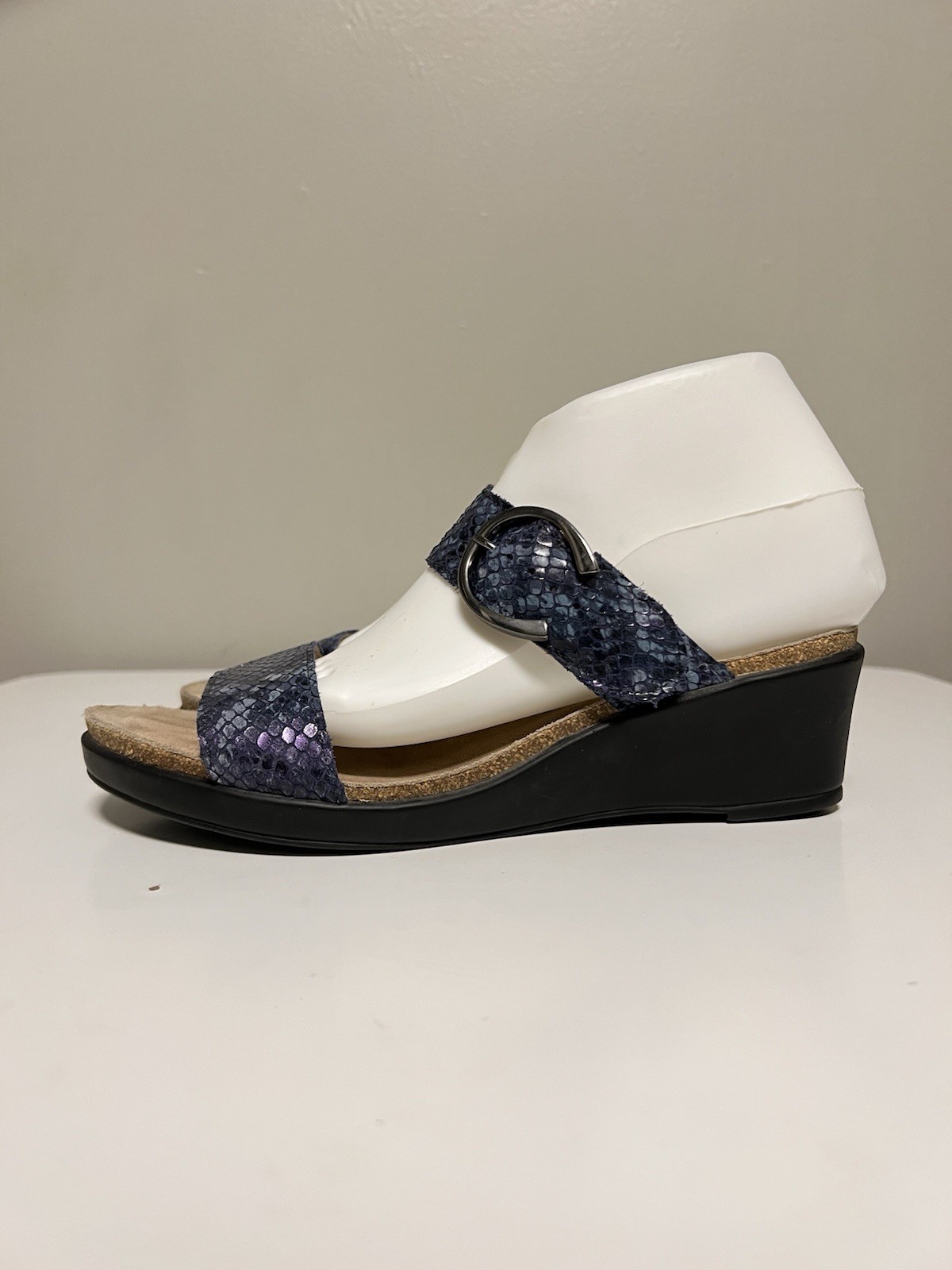 Mephisto Nadia Sandal Blue Leather Python Wedge H… - image 1