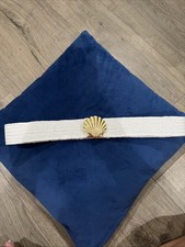 Lilly Pulitzer Scallop Shell Gold Stretch Belt Size XS/S 2 Inch Wide NWOT