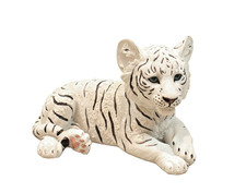 Tiger wei&szlig; Baby Kind Katze Tigerfigur Skulptur Deko Afrika Figur L&ouml;we Objekt