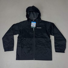 COLUMBIA Rain-Zilla Fleece Lined ZipUp Jacket Unisex Youth Sz XS Black RB3418-01