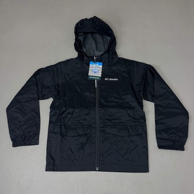 COLUMBIA Rain-Zilla Fleece Lined ZipUp Jacket Unisex Youth Sz XS Black RB3418-01