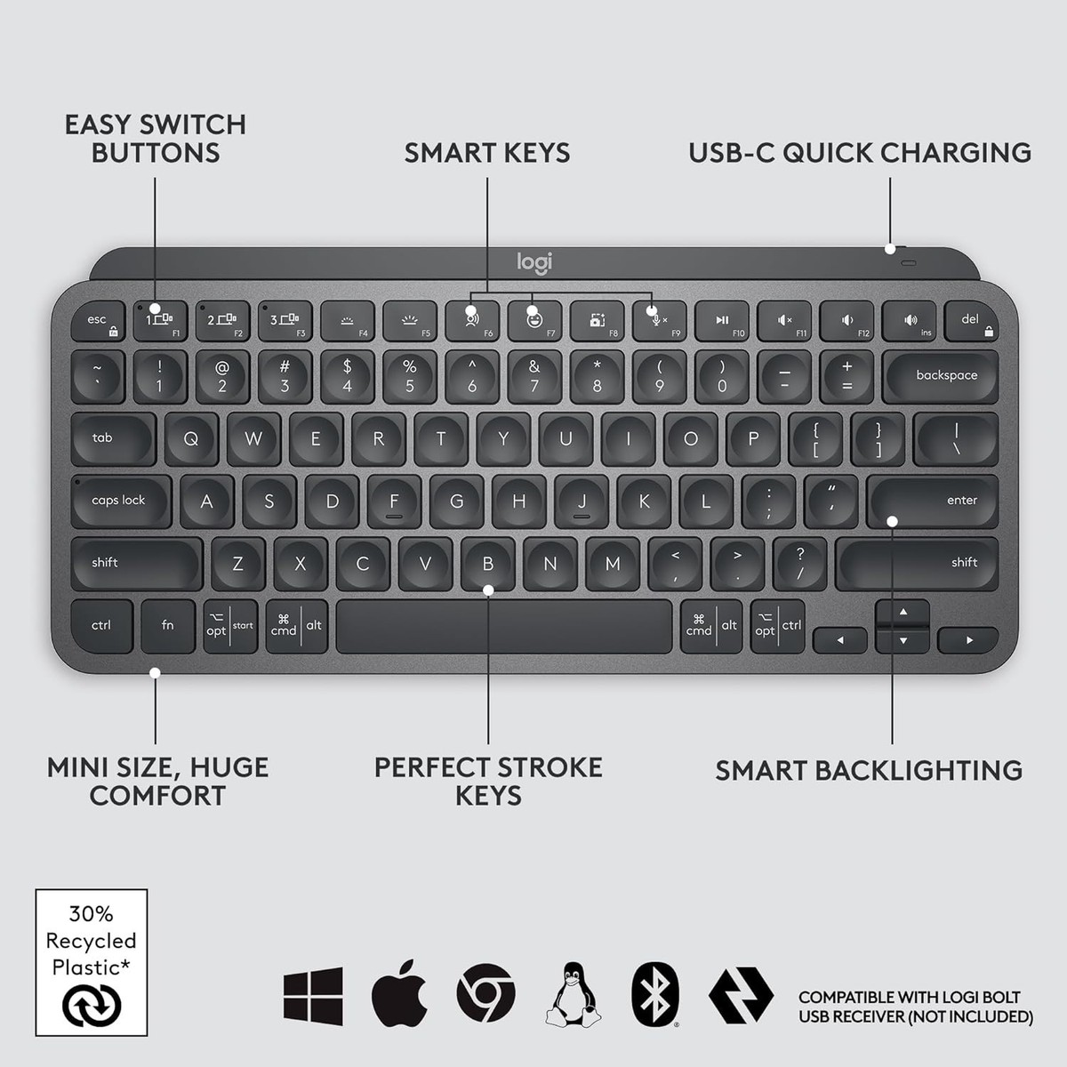 Logitech MX Keys Mini【US配列】 MX logicool ロジクール ワイヤレス キーボードUS配列 Keys Mini
