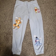 Disney Winnie The Pooh Pajama Pants Kids XL 16-18 Blue Fleece Lounge Sleep