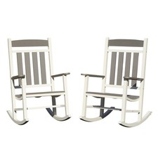 Outdoor Rocking Chairs Set of 2, HDPE Patio Oversized Rockers, 380lbs Support