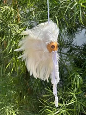 1" Premium Kamani Nut Ikaika White Hawaiian Design Warrior Helmet Car Decor