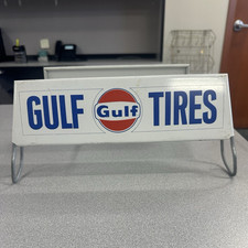 Vintage Gulf tire stand Advertising Sign Display - White Blue Orange Red