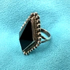 Vintage Mexico Sterling Silver Ring Black Pyramid Modernist Statement