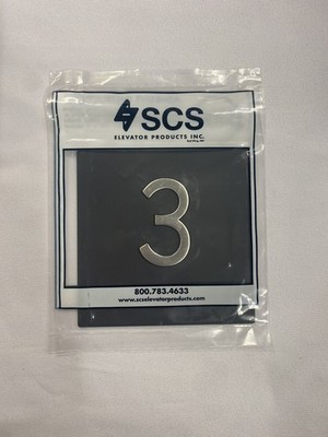 SCS Products Elevator Jamb Plate Sign with Raised Floor Number and Braille 3