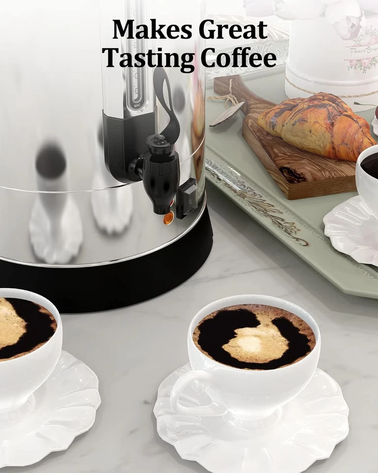 Urna de café comercial eléctrica de acero inoxidable de 120 tazas de preparación rápida Foto 3 de 4