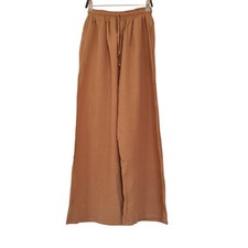 Crinkled Cotton Wide-leg Trousers