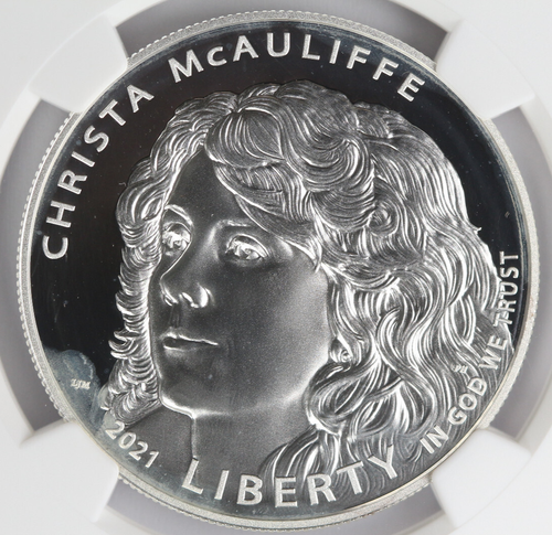 2021 P Silver $1 Christa McAuliffe NGC PF69 ULTRA CAM Early Releases - Picture 3 of 4
