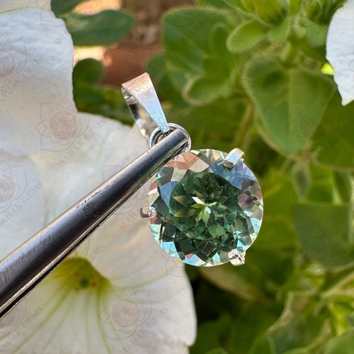 Certified 10.30 CT Natural Green Tourmaline Pendant 925 Silver –Luxurious & Rare - Picture 2 of 7