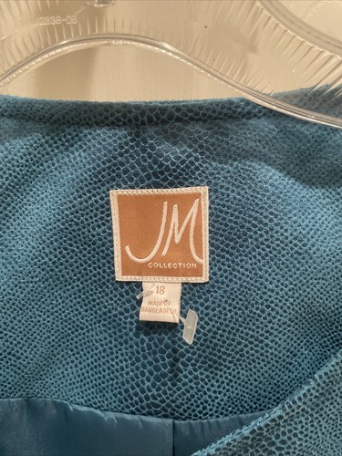 JM Collection Women Blue Animal Print  Zipper Jacket Gorgeous Size 18 - Picture 2 of 3