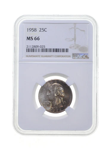 MS66 1958 Washington Quarter - Graded NGC Toned *4252