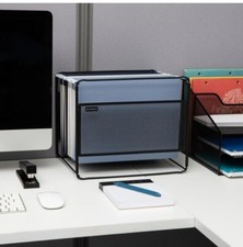 Desktop Vertical File Folder Sorter Organizer Set Metal Mesh In Black