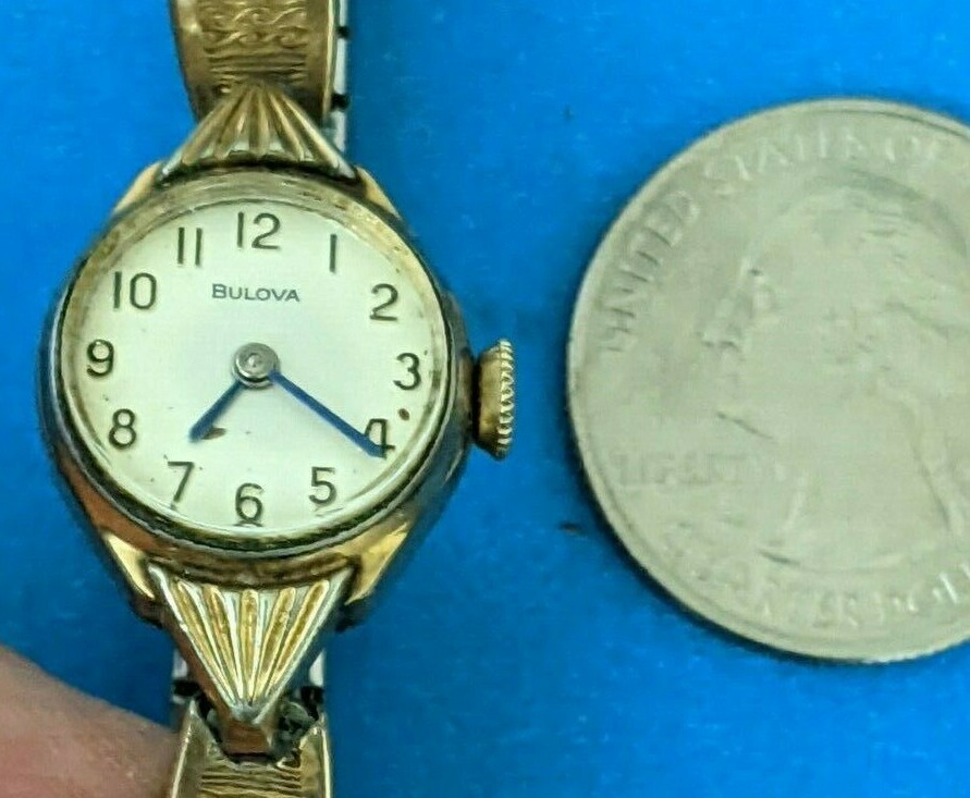 Vintage Bulova Ladies N8 1978 10K Gold RGP Deco Cocktail 17J  display picture 3