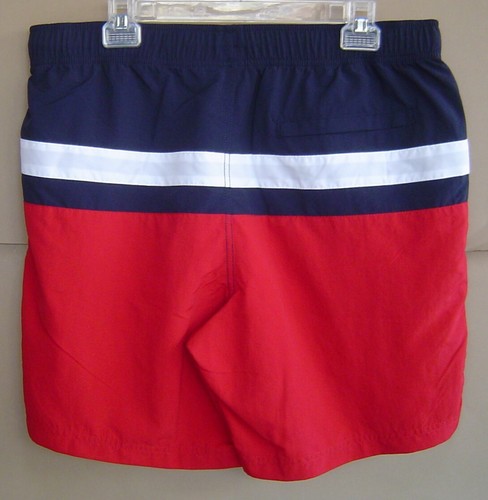 NUEVO SIN ETIQUETAS $60 NAUTICA Para Hombre L SECADO RÁPIDO TRES BLOQUES PANTALONES CORTOS BAÚLES Rojo T11004 - Imagen 2 de 2