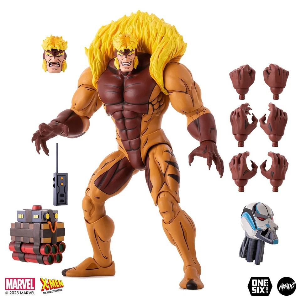 X Men La Serie Animada Diente de Sable Escala 1/6 Figura Red Mondo Camisetas LE Foto 2 de 4