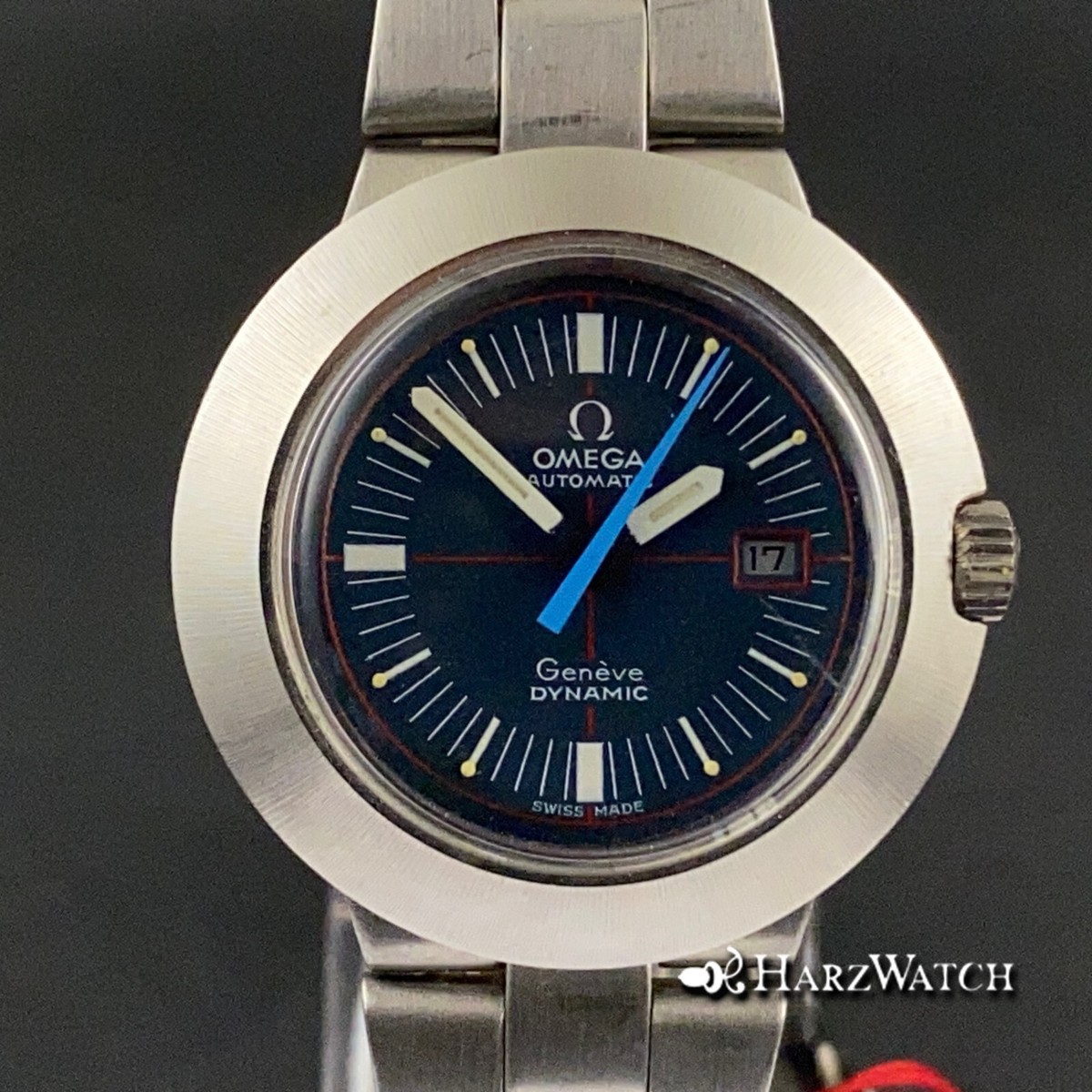 NOS Vintage Omega Geneve Dynamic Automatic Watch Steel Crosshair