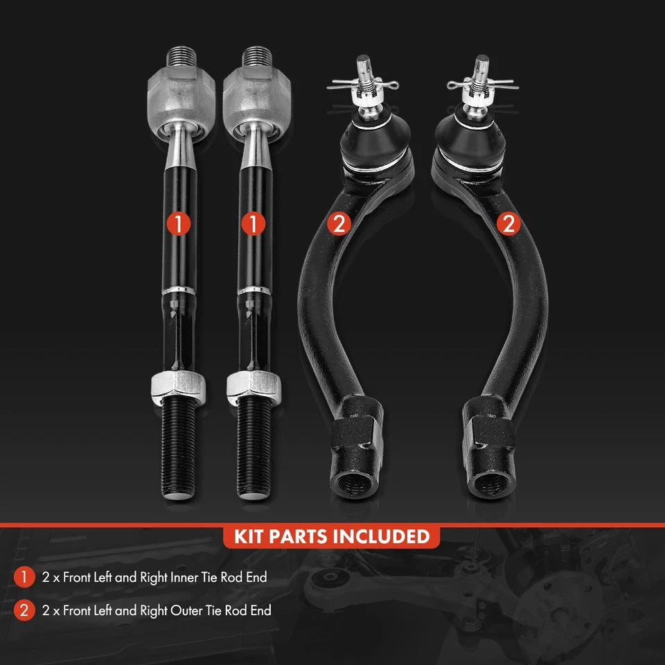 Extremo de barra de amarre interior y exterior delantero 4 piezas para Kia Soul 2014-2019 Soul EV 2015-2019 Foto 3 de 4