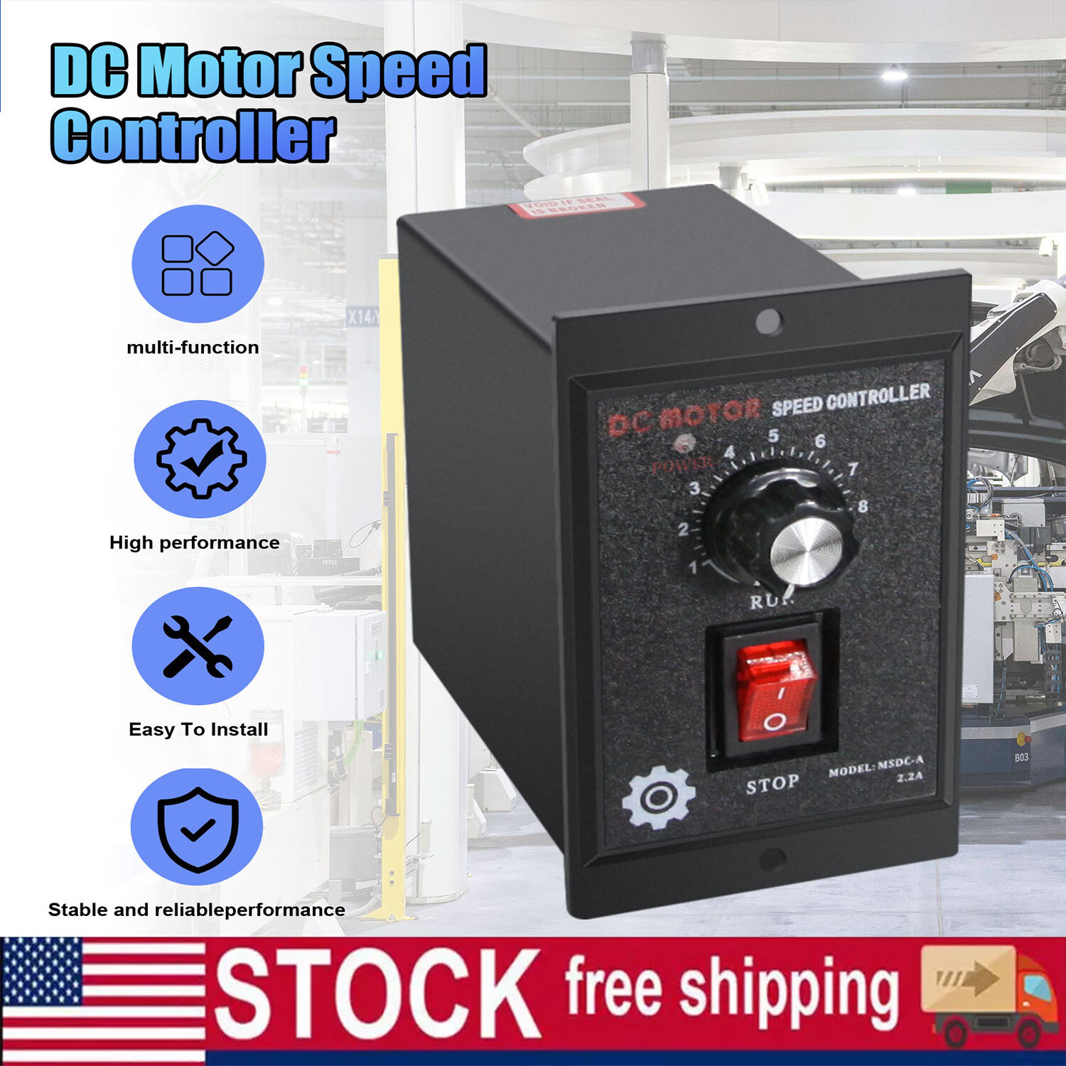 500W DC Motor Speed Controller AC 110V to DC 90V Forward Reversible Regulator US