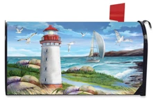 Coastal Lighthouse Summer Magnetic Mailbox Cover Standard Briarwood Lane