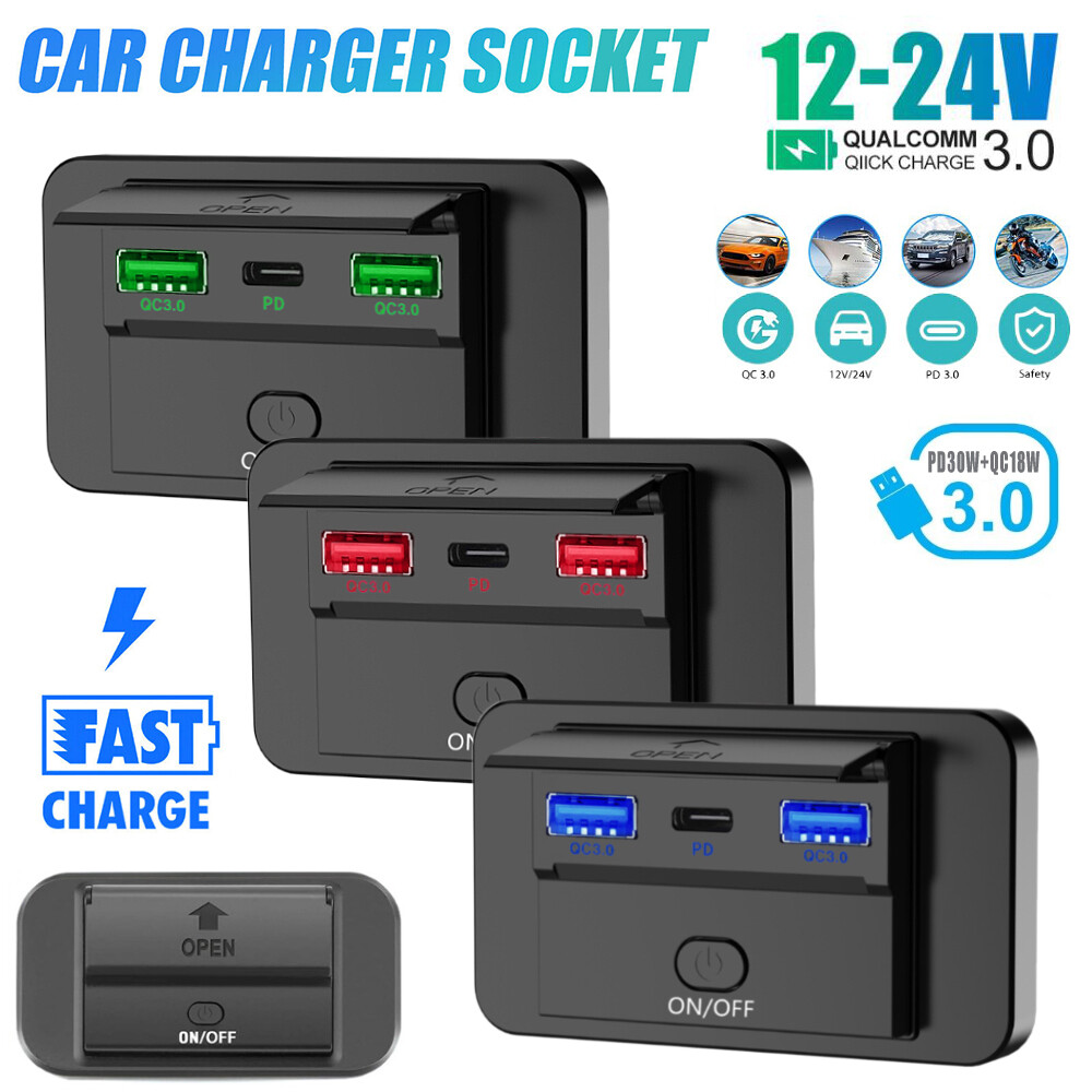 Dual Port Fast Car Charger - USB + USB-C PD, 12V/24V Socket Adapter For Vehicle