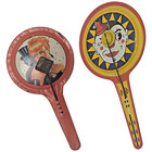 Tin Litho Clacker Noisemaker Pan Toy Party Nye Lady Clown Set of 2 Vtg