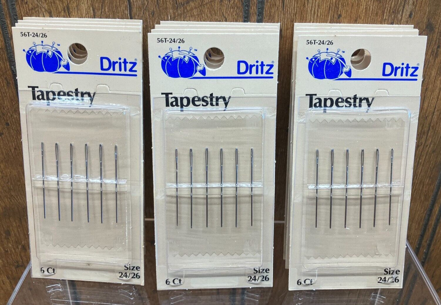 (12) New Packs of (6) Ct (72) Total Dritz Tapestry Needles Size 24/26 56T-24/26
