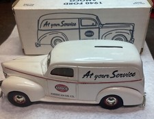 New Ertl 1940 Ford Amoco Panel Van Bank Die Cast Metal Lockable Coin Bank