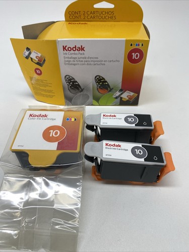 Kodak Ink Cartridge 10 Series 2~Black Not Sealed & 1~Color Combo Pack Sealed