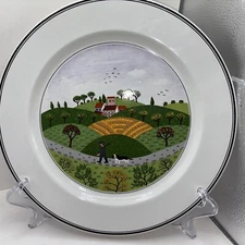 Villeroy & Boch Design  Naif LaPlau Dinner Plate Hunter with Dog On Farm 10.5"