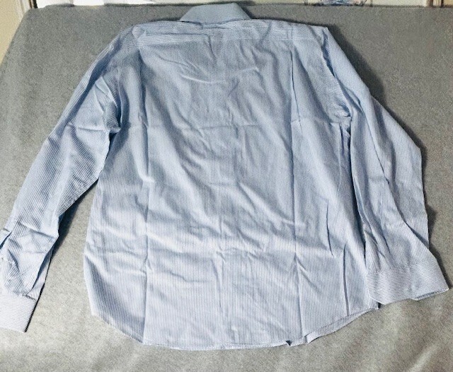 Hagan Carmel Mens light blue long sleeve  stripped size 17 36/37 image 8