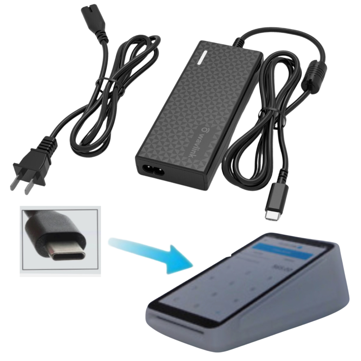 For Square Terminal 45W Type C AC Power Adapter SWD4-01 Power Cord