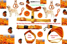 Ambaby Pet Yellow M/L/XL Dog Collar /No Pull Harness/ Leash SET Safe Reflective