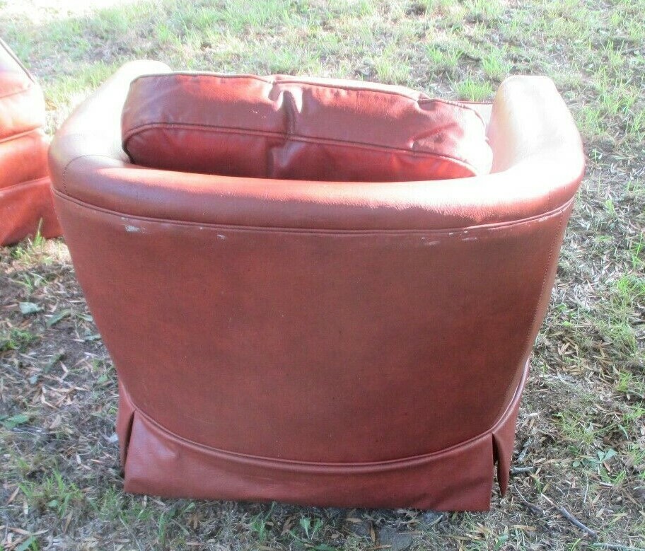 PAIR OF MID CENTURY MODERN FAUX LEATHER BARREL BACK TUB CHAIRS eBay