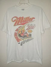 VtG Junk Food Miller High Life Racing Graphic Tee We Race For Beer Men's M Comic