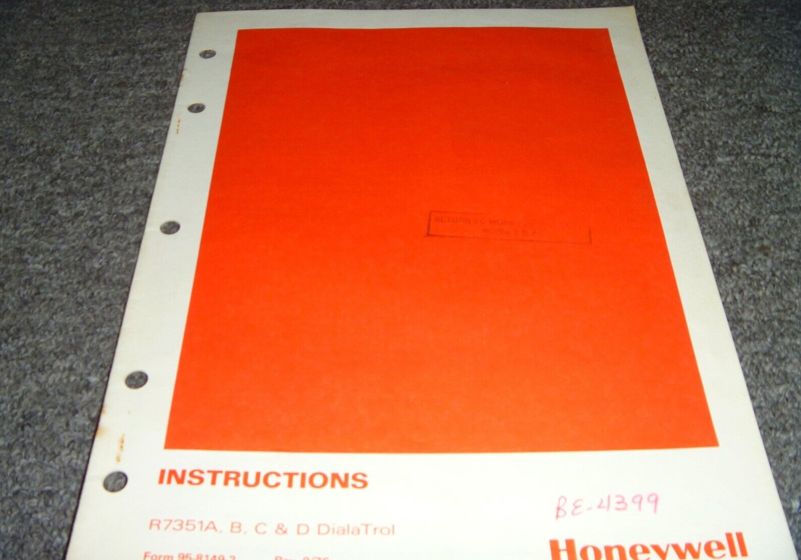 Honeywell R7351B DialaTrol Temperature Control Operator Instruction Manual xz
